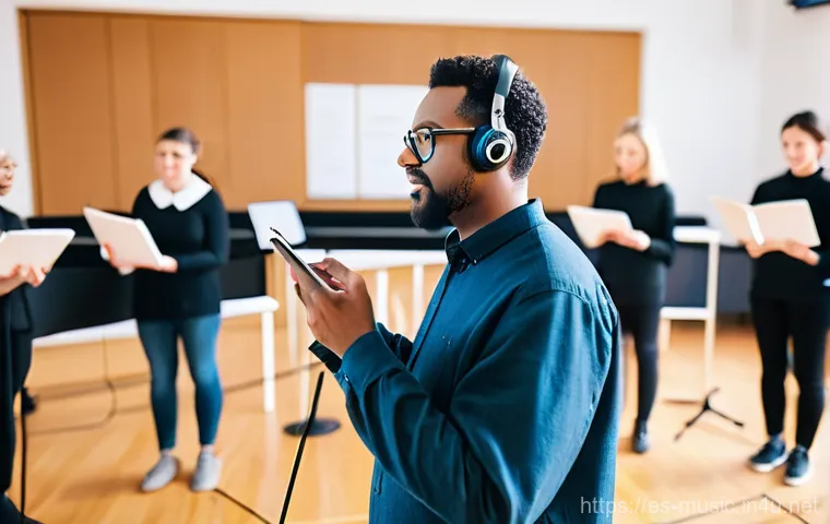 합창 발성법 - **Unified Vocal Ensemble**
    Prompt: "A mixed choir of approximately 15-20 adult singers, dressed ...