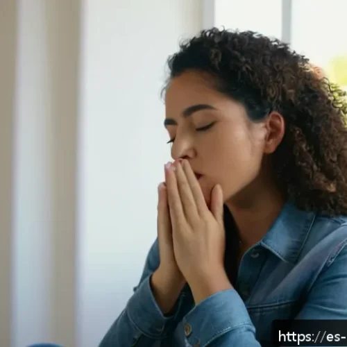 Home 16 대중음악 보컬 트레이닝 - A young Hispanic female pop singer practicing diaphragmatic breathing in a modern home studio, sitti...